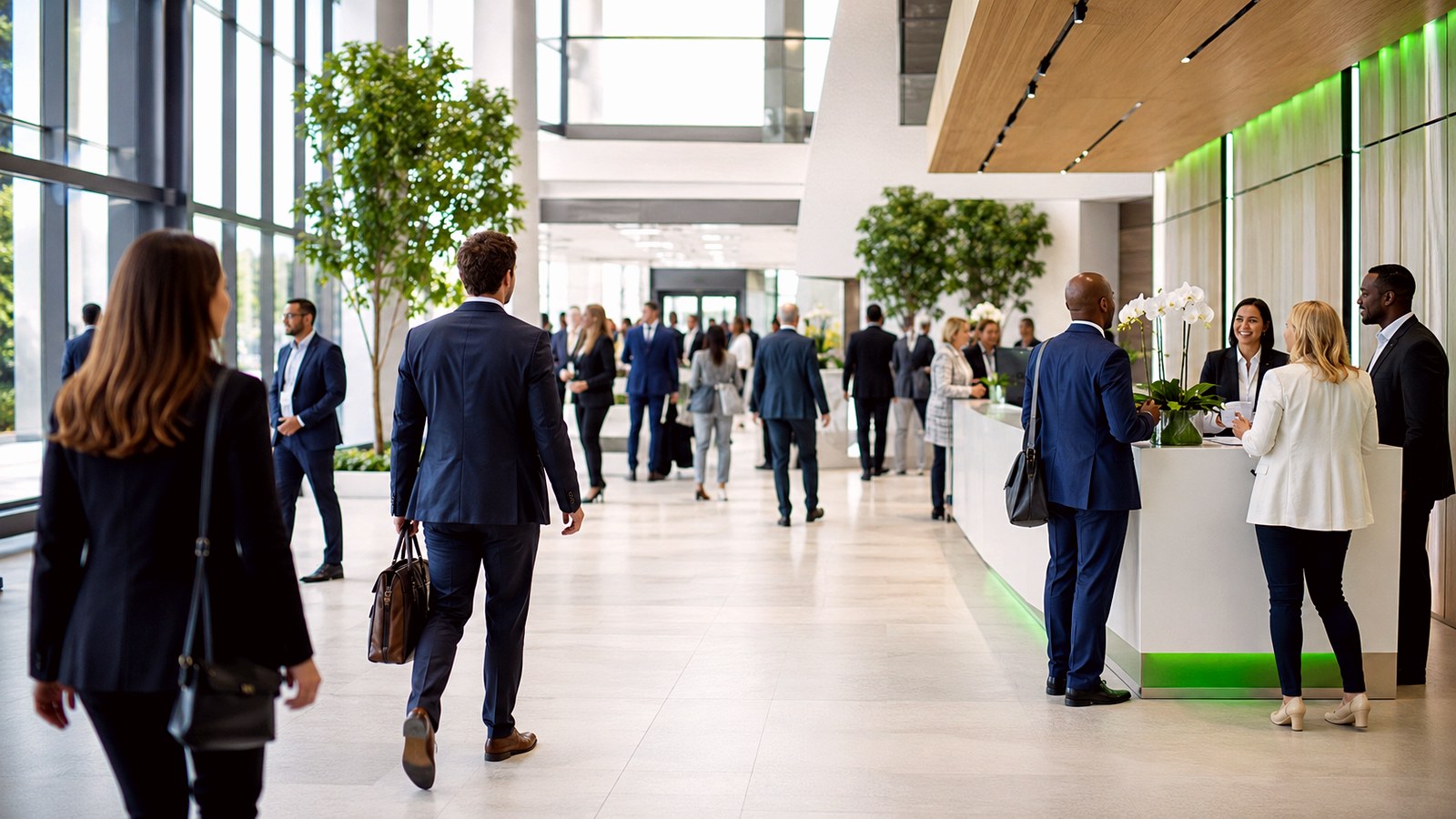 Corporate lobby event setting